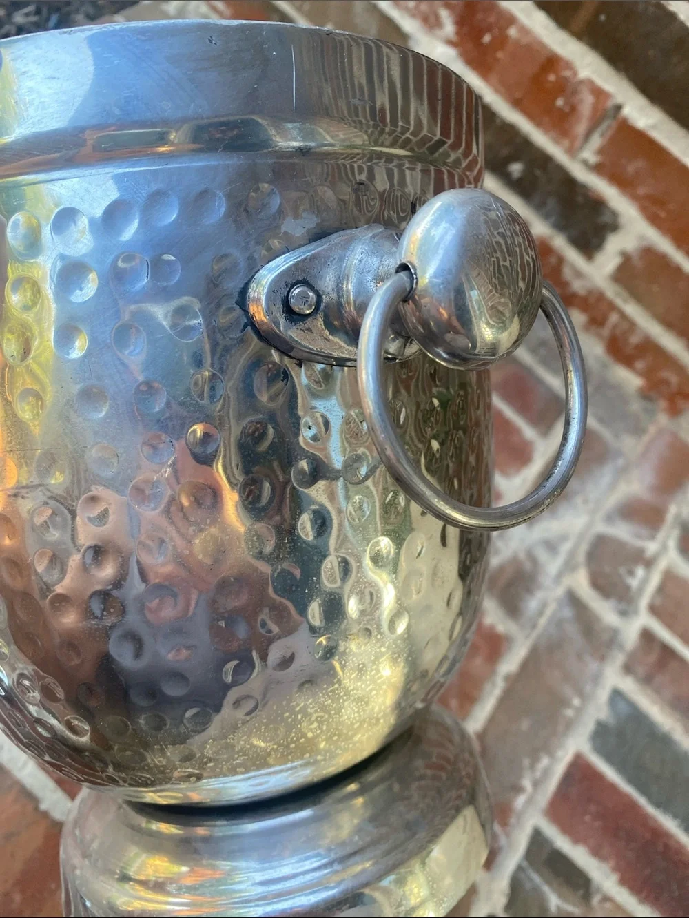 Hammered Metal Wine Cooler Ice Bucket in Silver